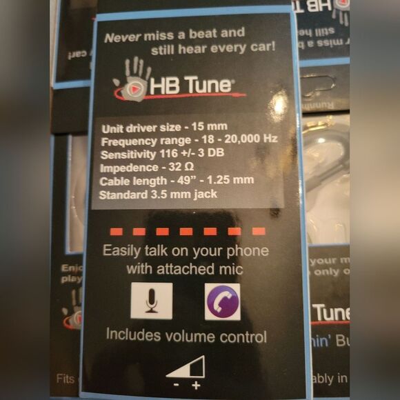 3/$10 HB TUNES Earbud w/ Microphone & Volume Control Running Single Ear bud - Picture 2 of 2